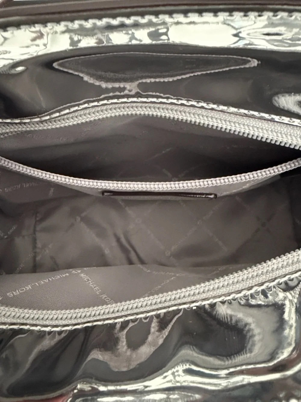MICHAEL KORS Jet Set Extra Small Metallic Silver Embossed Tote - Picture 8 of 16